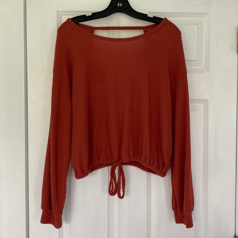 Hollister Orange Waffle Long Sleeve Size Small